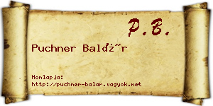 Puchner Balár névjegykártya